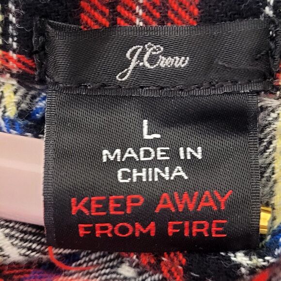 J Crew 100% Cotton Red White Blue‎ Tartan Plaid Flannel PJ Pajama Top Size Large - Picture 3 of 6
